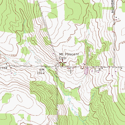 Topographic Map of Mount Pleasant Cemetery, PA