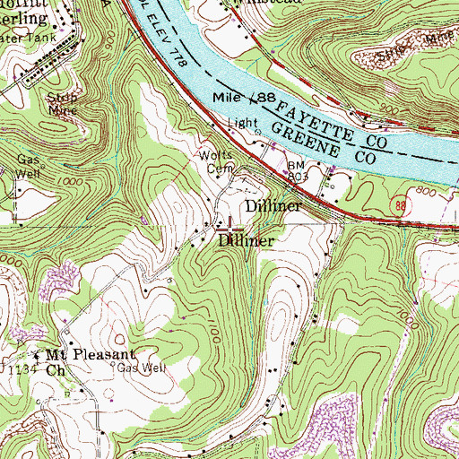 Topographic Map of Mount Pleasant Church, PA