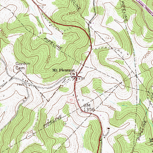 Topographic Map of Mount Pleasant Church, PA