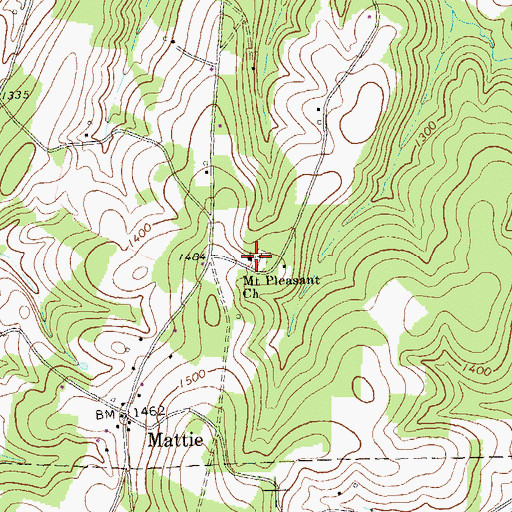 Topographic Map of Mount Pleasant Church, PA