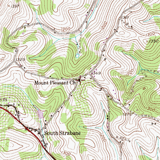 Topographic Map of Mount Pleasant Church, PA