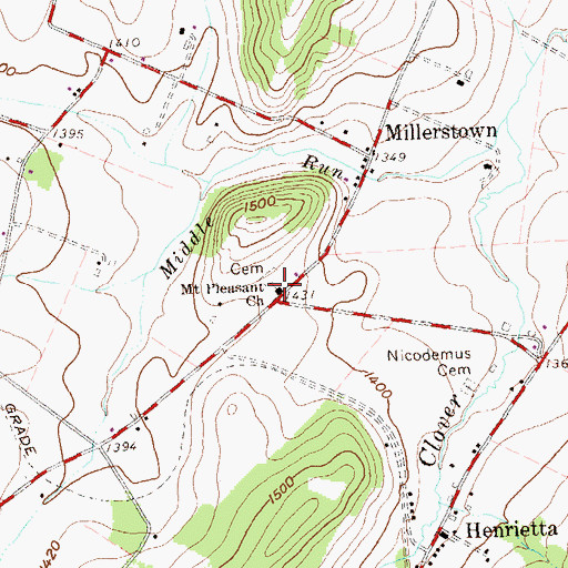 Topographic Map of Mount Pleasant Church, PA