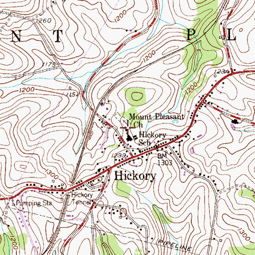 Topographic Map of Mount Pleasant Church, PA