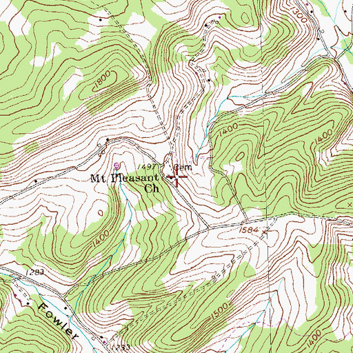 Topographic Map of Mount Pleasant Church, PA