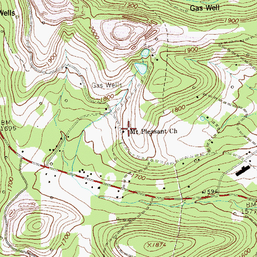Topographic Map of Mount Pleasant Church, PA