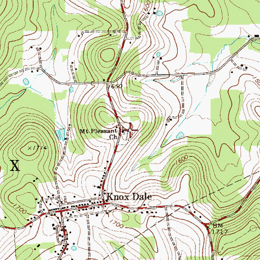 Topographic Map of Mount Pleasant Church, PA