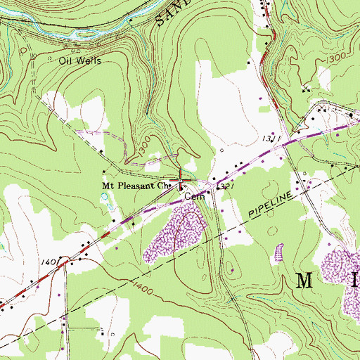 Topographic Map of Mount Pleasant Church, PA