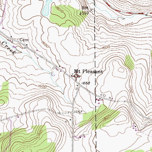 Topographic Map of Mount Pleasant Church, PA