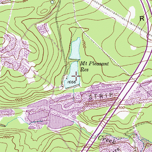 Topographic Map of Mount Pleasant Reservoir, PA