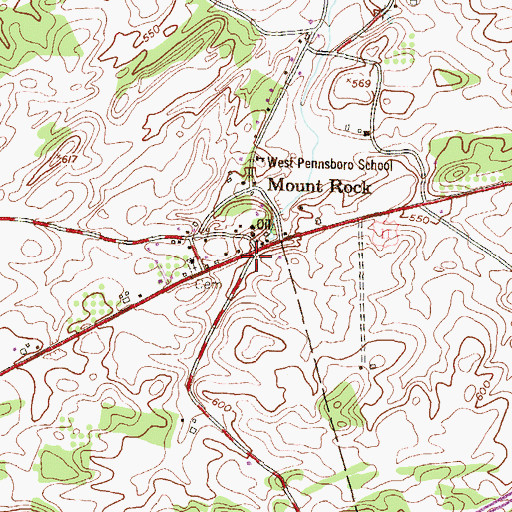 Topographic Map of Mount Rock, PA