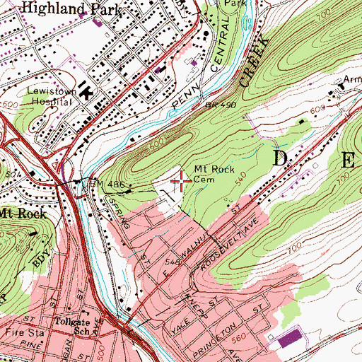 Topographic Map of Mount Rock Cemetery, PA