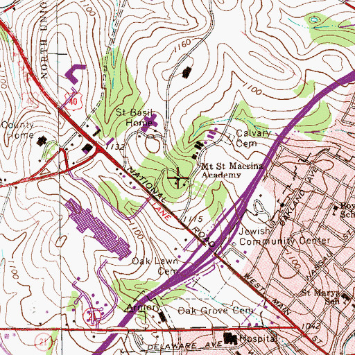 Topographic Map of Mount Saint Macrina Academy, PA