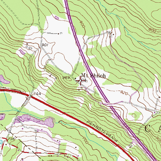 Topographic Map of Mount Shiloh Church, PA