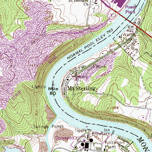 Topographic Map of Mount Sterling, PA