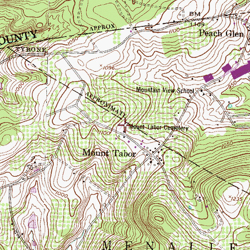 Topographic Map of Mount Tabor Cemetery, PA