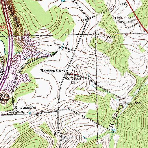 Topographic Map of Mount Tabor Church, PA
