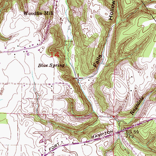 Topographic Map of Falls Hollow, AL