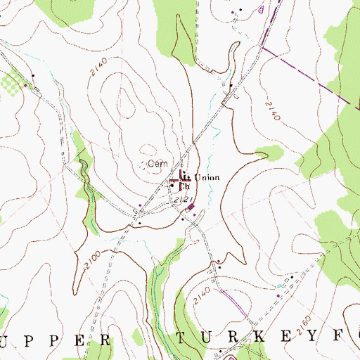 Topographic Map of Mount Union Church, PA