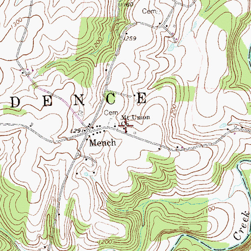 Topographic Map of Mount Union Church, PA