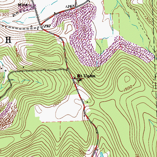 Topographic Map of Mount Union Church, PA