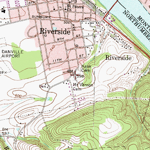 Topographic Map of Mount Vernon Cemetery, PA