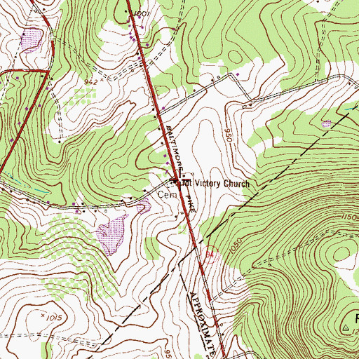 Topographic Map of Mount Victory Church, PA