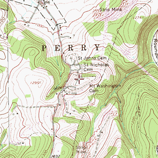 Topographic Map of Mount Washington Cemetery, PA