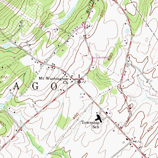 Topographic Map of Mount Washington Church, PA