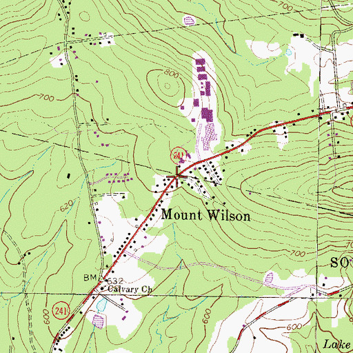 Topographic Map of Mount Wilson, PA