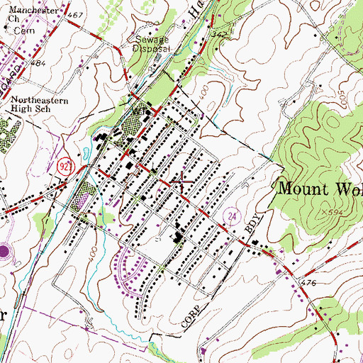 Topographic Map of Mount Wolf, PA