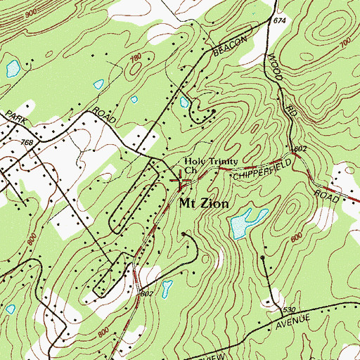 Topographic Map of Mount Zion, PA