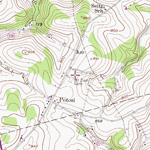 Topographic Map of Mount Zion Cemetery, PA