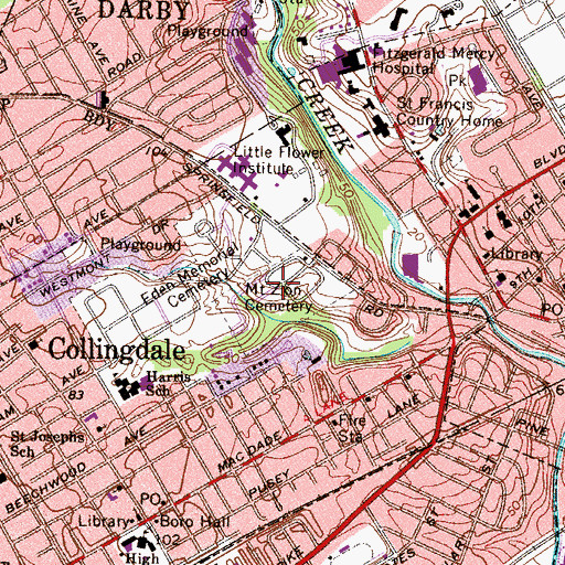 Topographic Map of Mount Zion Cemetery, PA