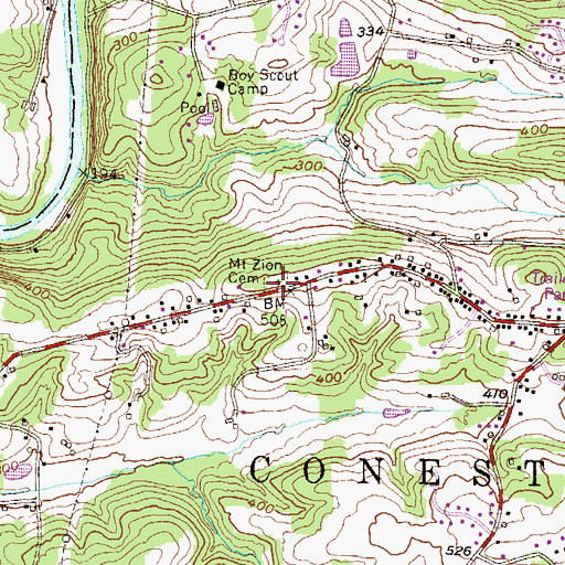 Topographic Map of Mount Zion Cemetery, PA