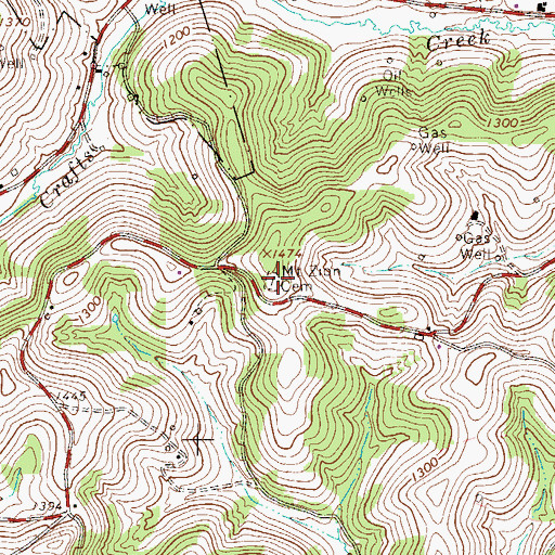 Topographic Map of Mount Zion Cemetery, PA