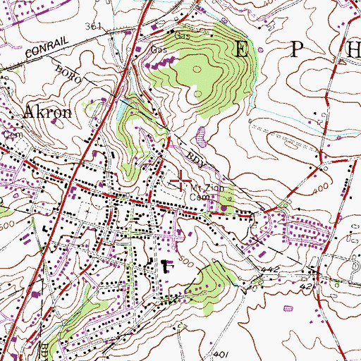 Topographic Map of Mount Zion Cemetery, PA