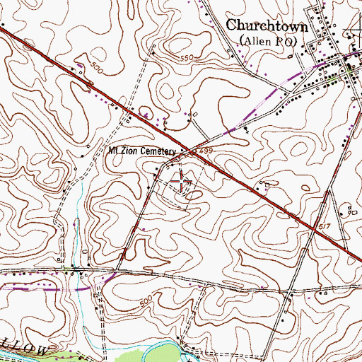 Topographic Map of Mount Zion Cemetery, PA
