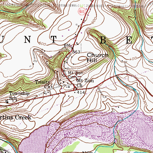 Topographic Map of Mount Zion Cemetery, PA