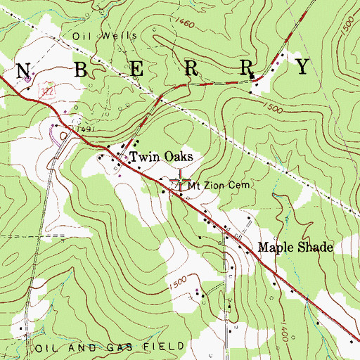 Topographic Map of Mount Zion Cemetery, PA