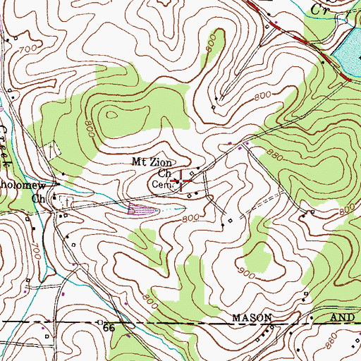 Topographic Map of Mount Zion Church, PA