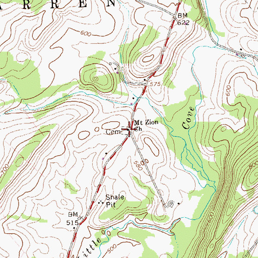 Topographic Map of Mount Zion Church, PA