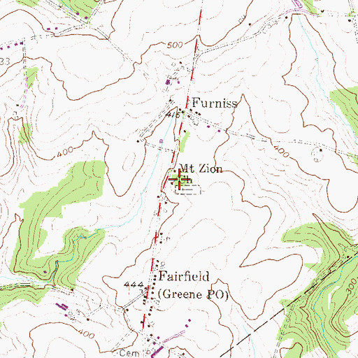 Topographic Map of Mount Zion Church, PA