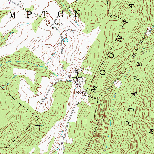 Topographic Map of Mount Zion Church, PA