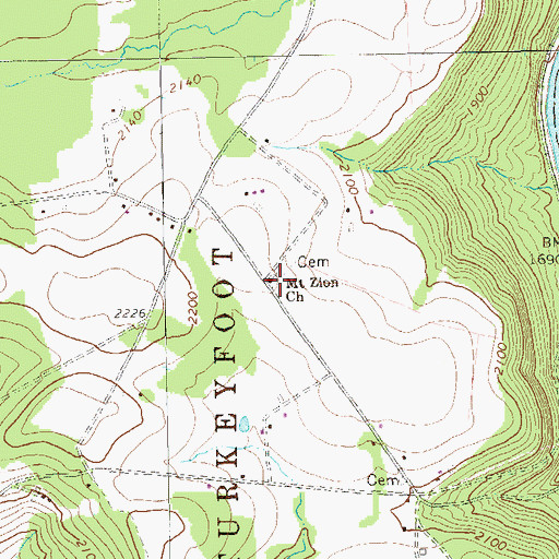 Topographic Map of Mount Zion Church, PA