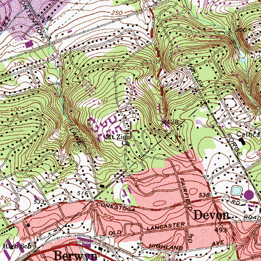 Topographic Map of Mount Zion Church, PA