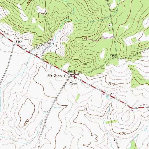 Topographic Map of Mount Zion Church, PA