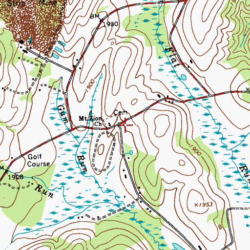 Topographic Map of Mount Zion Church, PA