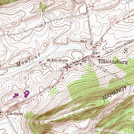 Topographic Map of Mount Zion Church, PA