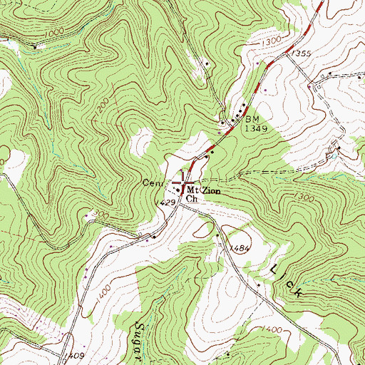 Topographic Map of Mount Zion Church, PA