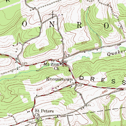 Topographic Map of Mount Zion Church, PA